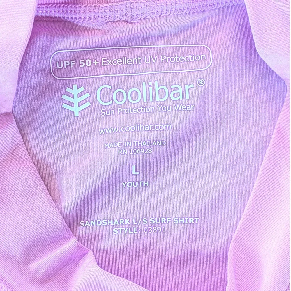 Coolibar Sandshark Youth L Pink Long Sleeve UPF 50 Sun Protection Surf Shirt NEW